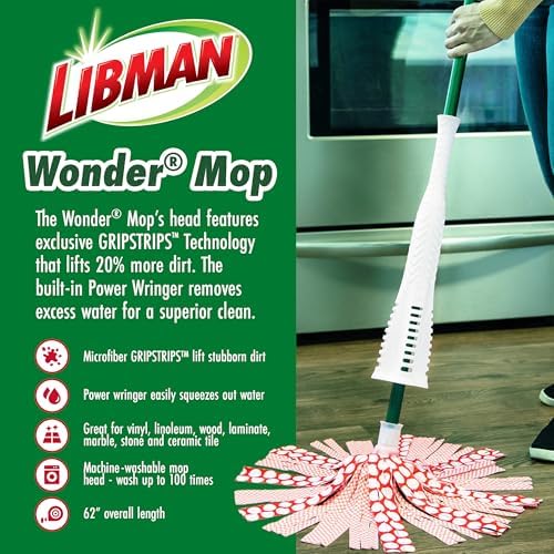 Libman Wonder Mop with 3 Refills - 62 Inch Handle