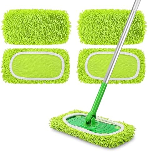 NEWE Reusable Microfiber Mop Pads 4 Pack Swiffer Compatible