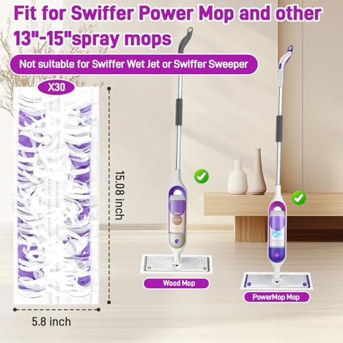 30 Pack Power Mop Refills for Swiffer Multi-Surface Wood Mop