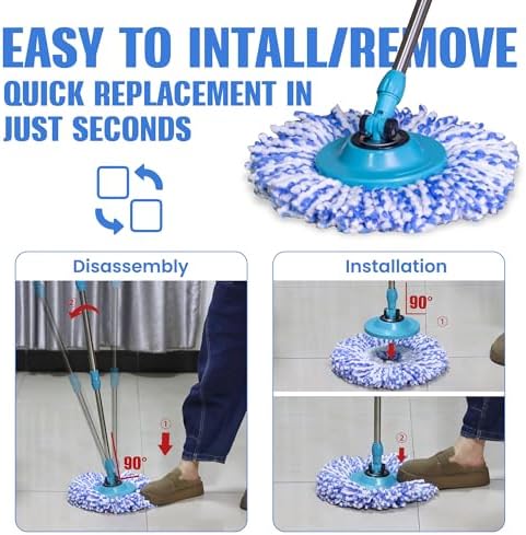 5 Pack Microfiber Spin Mop Replacement Heads Blue