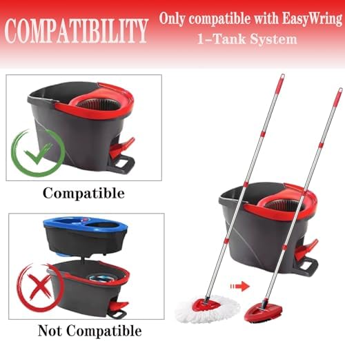 Fazlynyi Spin Mop Refill Head Set with Scrub Brush and Handles