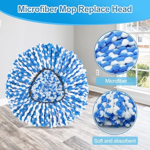 Heuihm 2 Spin Mop Heads 4-Section Handle Combo Set