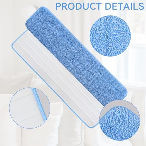 BeiLan 24 Microfiber Mop Pad Refills - 8 Pack Reusable Wet Dry Cleaning Pads