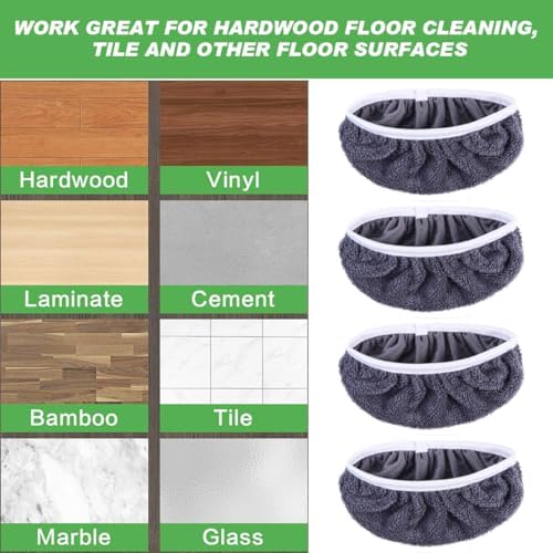 YSYONM Reusable Microfiber Mop Pads 4 Pack for Swiffer Sweeper