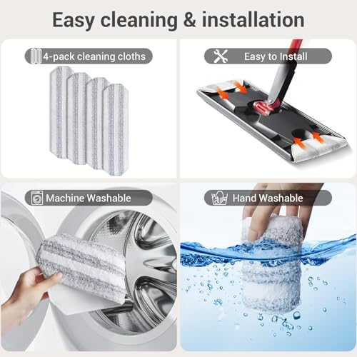 4Pcs Mop Replacement Pads for H2prO Flat Mop System