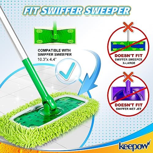 KEEPOW Reusable Mop Pads for Swiffer 2-Pack