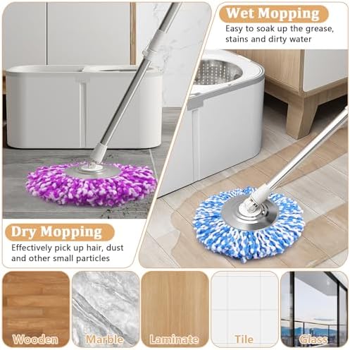 NICEMOVIC 5 Pack Microfiber Spin Mop Heads