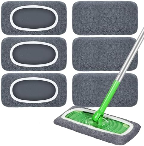 LOVECO Reusable Mop Pads Refill for Swiffer 6 Grey Pack
