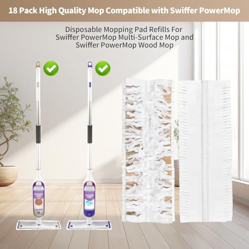 18 Pack Disposable Mopping Pads Refills for Swiffer PowerMop Wood Mops