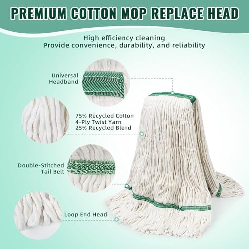 kCarpoly 20oz Heavy Duty Mop Head Refills 6 Pack