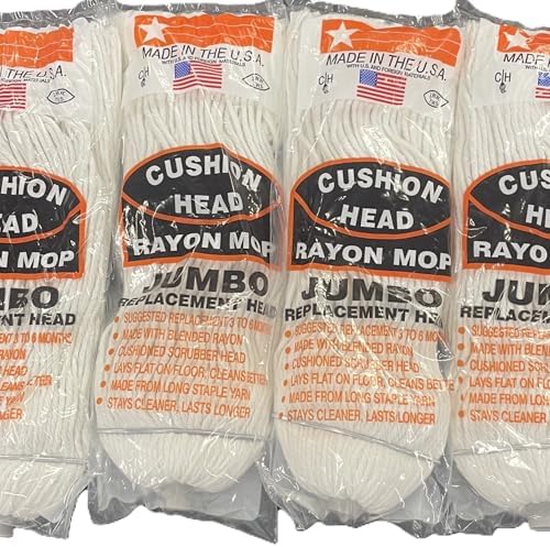 Cushion Head Jumbo Rayon Mop Head 4-Pack