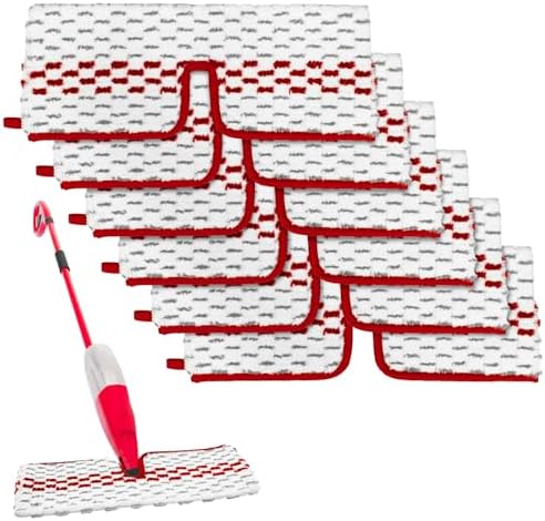 DLAIMI Spray Mop Pads - Reusable 6 Pack Red for Oceda ProMist MAX
