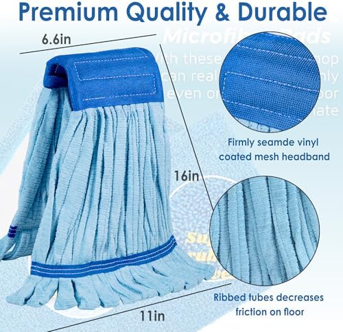 2 Pack Heavy Duty Microfiber Mop Heads - 400GSM Industrial Wet Mop Refills