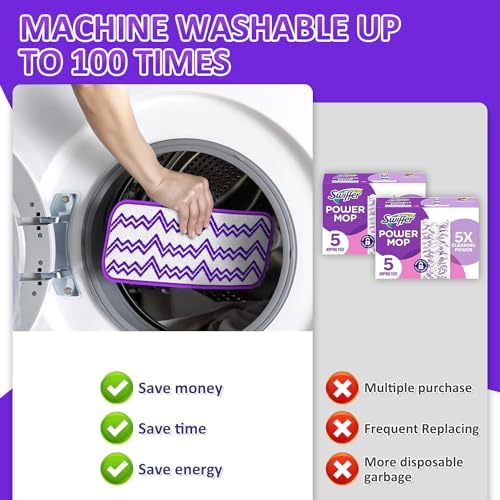7 Reusable Swiffer PowerMop Refills - Microfiber Mop Pads
