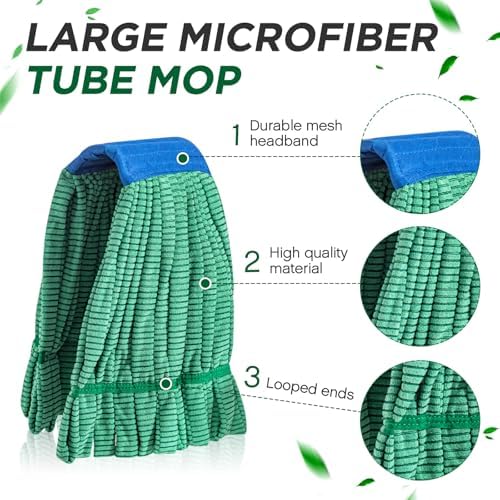 Hushee 6 Pack Heavy Duty Microfiber Tube Mop Heads