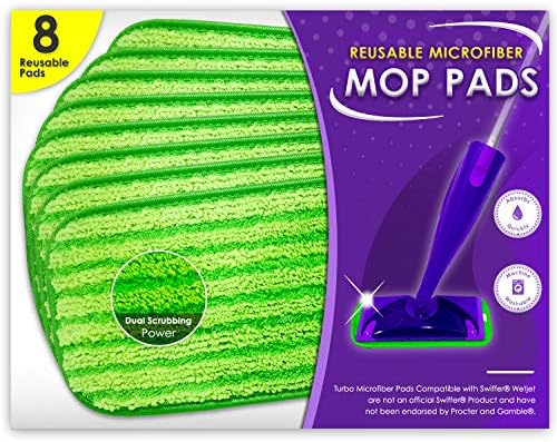Turbo Microfiber Reusable Mop Pads 8 Pack