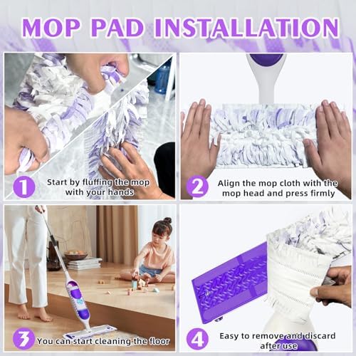 SAUAUSUN 50 Count Heavy-Duty Power Mop Pads for Swiffer