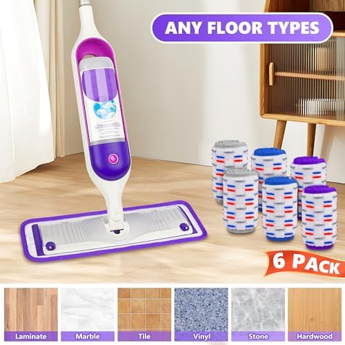 UMAYCOOL 6 Pack Reusable Swiffer Power Mop Pads Refills