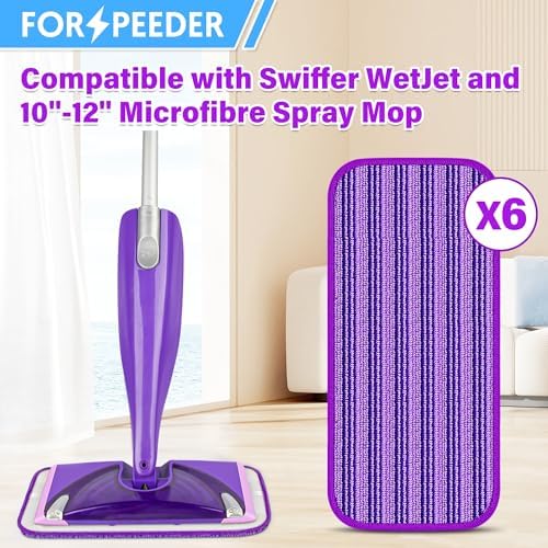 FORSPEEDER 6 Pack Reusable Mop Pads for Swiffer WetJet