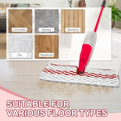 DLAIMI Spray Mop Pads - Reusable 6 Pack Red for Oceda ProMist MAX