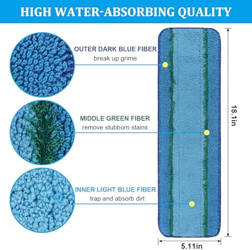 6 Pack Deep Clean Microfiber Mop Pads for Bona Family