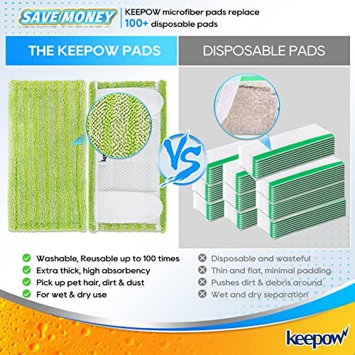KEEPOW Reusable Mop Pads for Swiffer Sweeper Mop 6 Pack 1