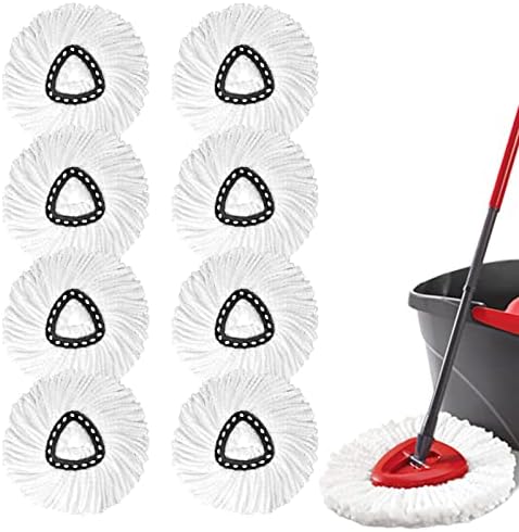 8Pack Microfiber Spin Mop Replacement Heads White