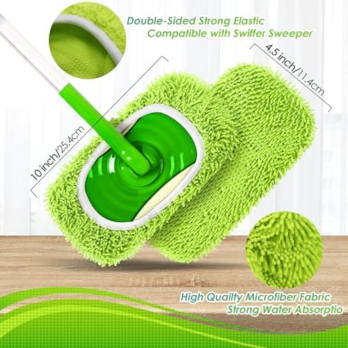 NEWE Reusable Microfiber Mop Pads 4 Pack Swiffer Compatible