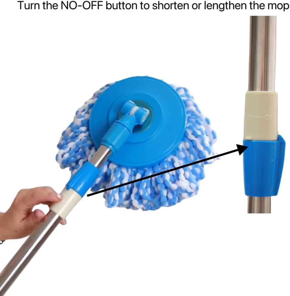 LeoJiang Spin Mop Handle Replacement 360 Degree Rotating Telescopic