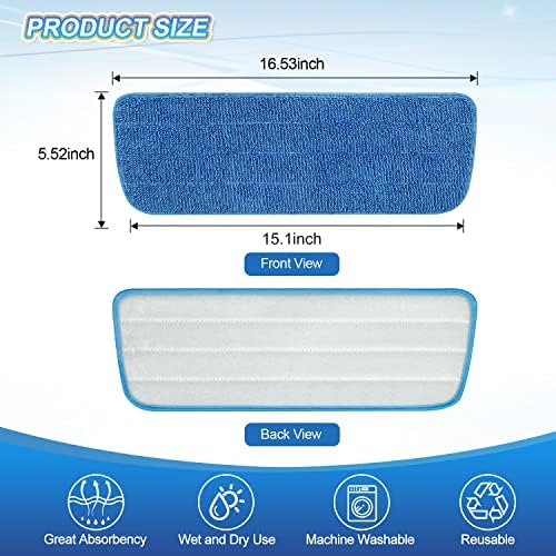 3 Pack Microfiber Mop Pads for Wet Dry Mop Replacement