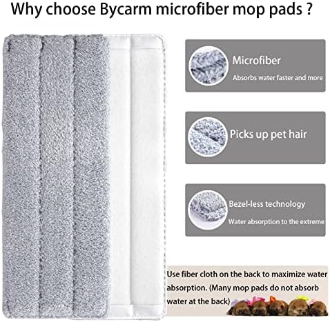 Bycarm 6 Pack Microfiber Mop Pads for 13 Inch Flat Mop