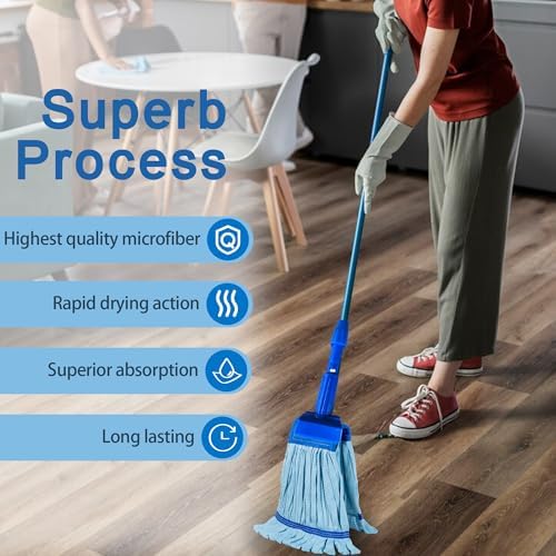 2 Pack Heavy Duty Microfiber Mop Heads - 400GSM Industrial Wet Mop Refills