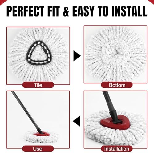 16Pcs Spin Mop Replacement Heads - White Microfiber 360 Rotation Machine Washable