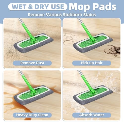 LOVECO Reusable Mop Pads Refill for Swiffer 6 Grey Pack