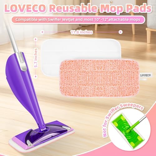 LOVECO Power Scrubbing Reusable Mop Pads 6 Pack