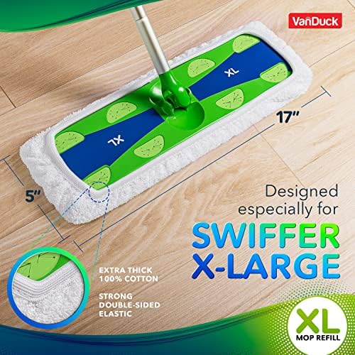 VanDuck Extra Large Cotton Mop Pads - 4-Pack for Swiffer XL Mop