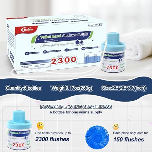 Msvvko Toilet Bowl Cleaner Tablets in Bottles 6 Pack 2300 Flushes Each