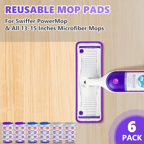 UMAYCOOL 6 Pack Reusable Swiffer Power Mop Pads Refills