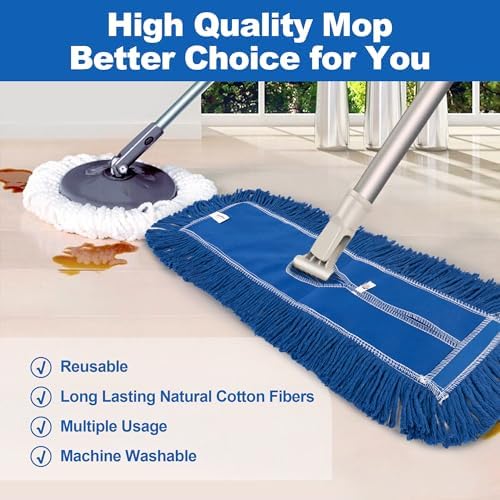 4 Pack 24-Inch Washable Dust Mop Heads - No Clinging Easy to Use