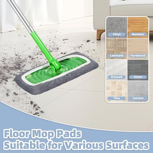 LOVECO Reusable Mop Pads Refill for Swiffer 6 Grey Pack