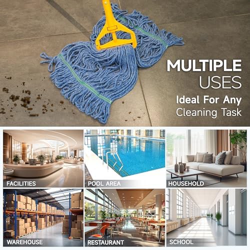 ONESIMUS 16oz Cotton Looped Mop Head Replacements Pack of 3