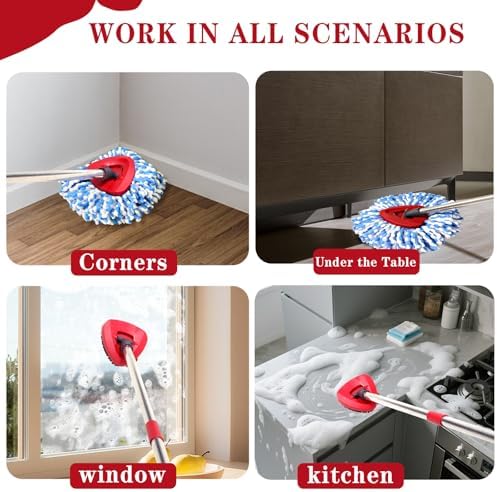 4 Pack Spin Mop Replacement Heads for 2-Tank System