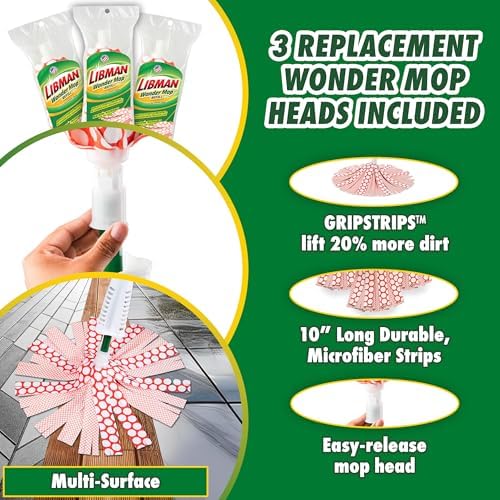 Libman Wonder Mop with 3 Refills - 62 Inch Handle