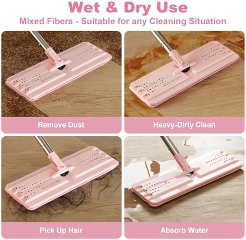 JOYMOOP 13inch Flat Mop Pads - Pink Pack of 4 Refills