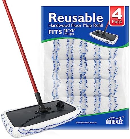 HOMEXCEL Reusable Microfiber Mop Pads 4 Pack