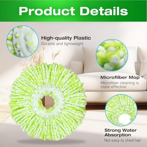 3 Pack Microfiber Mop Head Replacements for Libman Spin Mop