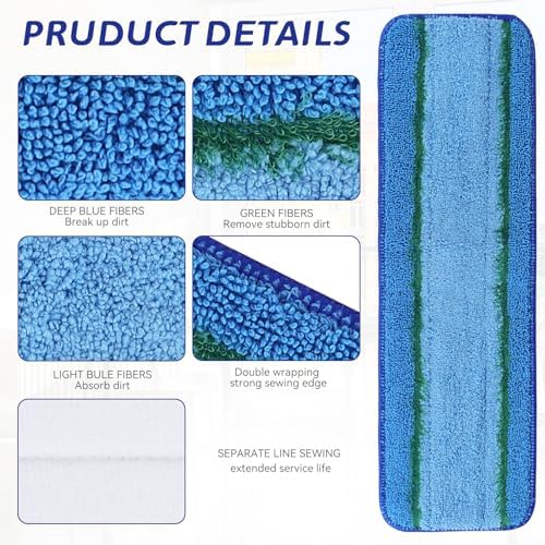 Upgraded Microfiber Mop Pads for Rubbermaid 18 Inch Mops 8 Pack