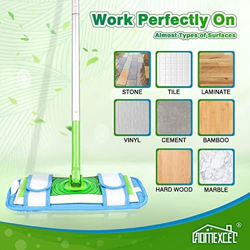 HOMEXCEL Microfiber Mop Pads - Swiffer Compatible 4 Pack Reusable Machine Washable
