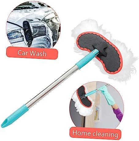 Adjustable Telescoping Mop Handle with Microfiber Head for Car and Window Cleaning