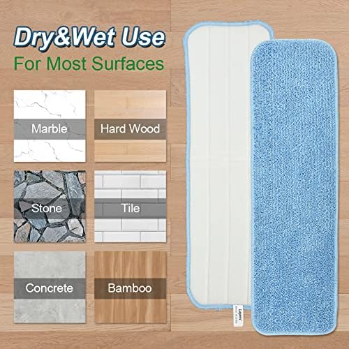 Layers 6 Pack 18inch Microfiber Mop Pads - Reusable Washable Replacement